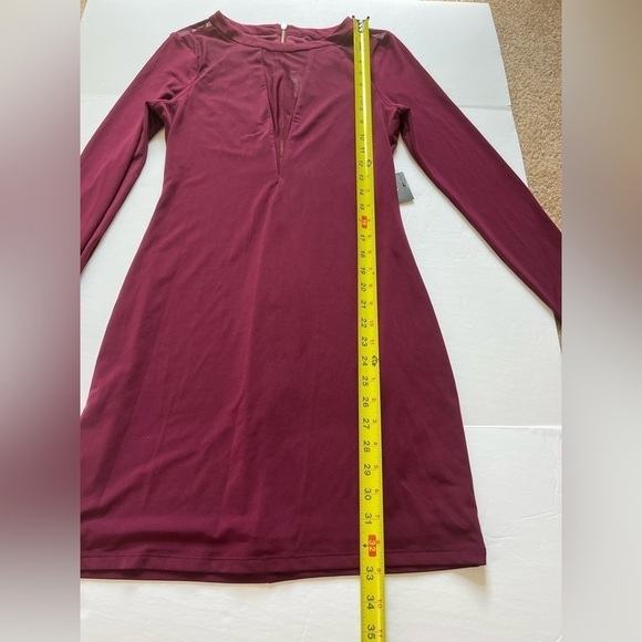 Express Mini Dress Burgundy Mesh Inset Size Small New with Tags - Picture 6 of 7